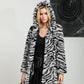 Winter Super Thick Hooded Big Tiger Pattern Coat Furry Mid-Length Women Faux Fur Coat