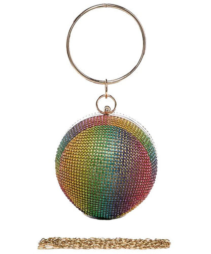 Mix Color Rhinestone Ball Pendant Clutch