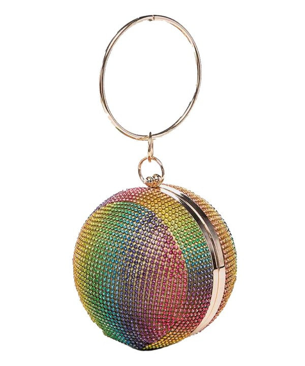 Mix Color Rhinestone Ball Pendant Clutch