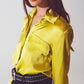 satin blouse in lime green