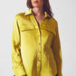 satin blouse in lime green