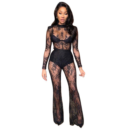 Lace See Through Sexy Nightclub Jumpsuit