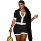 Women Clothing Solid Color Hollow Out Cutout out Classic Shorts Two Piece Suit