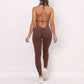 Lace up One Piece Quick Drying Skinny Yoga Pants Breathable Women Type Wrinkle Peach Hip Raise Exercise Workout Pants