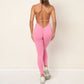 Lace up One Piece Quick Drying Skinny Yoga Pants Breathable Women Type Wrinkle Peach Hip Raise Exercise Workout Pants