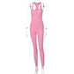 Sleeveless Backless Waist Trimming Jumpsuit Solid Color High Waist Tight Sports Yoga Jumpsuit