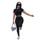 Women Clothing Ruched Short-Sleeved Suit T-shirt Two-Piece Set Solid Color Tight Summer