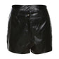 Spring Summer Women Clothing Sexy Halter Backless Faux Leather Vest Slim High Waist Shorts Suit Women