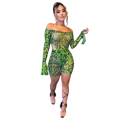 Women Clothing Sexy Mesh Floral Print Two Piece Set Women Clothing