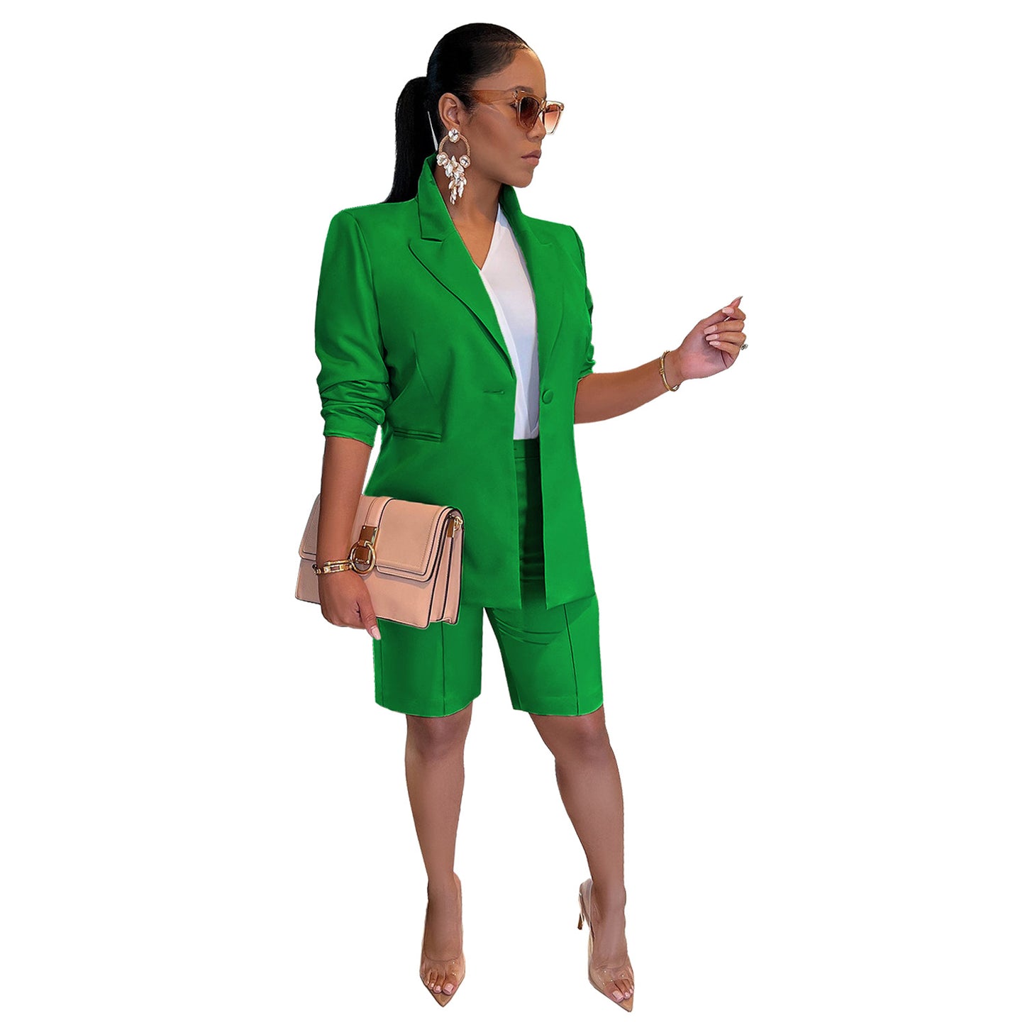 Women Clothing Blazer Shorts Two Piece Suit Spring Summer Casual Suit