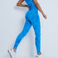 Tie Dye Seamless Knitted Quick Drying Running Sportswear Yoga Long Sleeve Suit High Waist Yoga Workout Pants Women