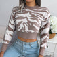 Autumn Winter Tiger Pattern Long Sleeves Cropped Sweater Women Clothing