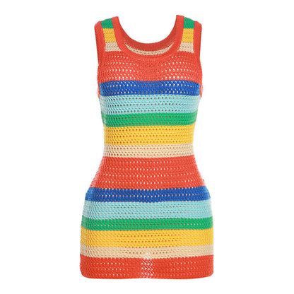 Rainbow Cutout Knitted Dress
