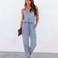 Spring Summer Women Clothing Eaby Loose Sleeveless Women Denim Jumpsuit