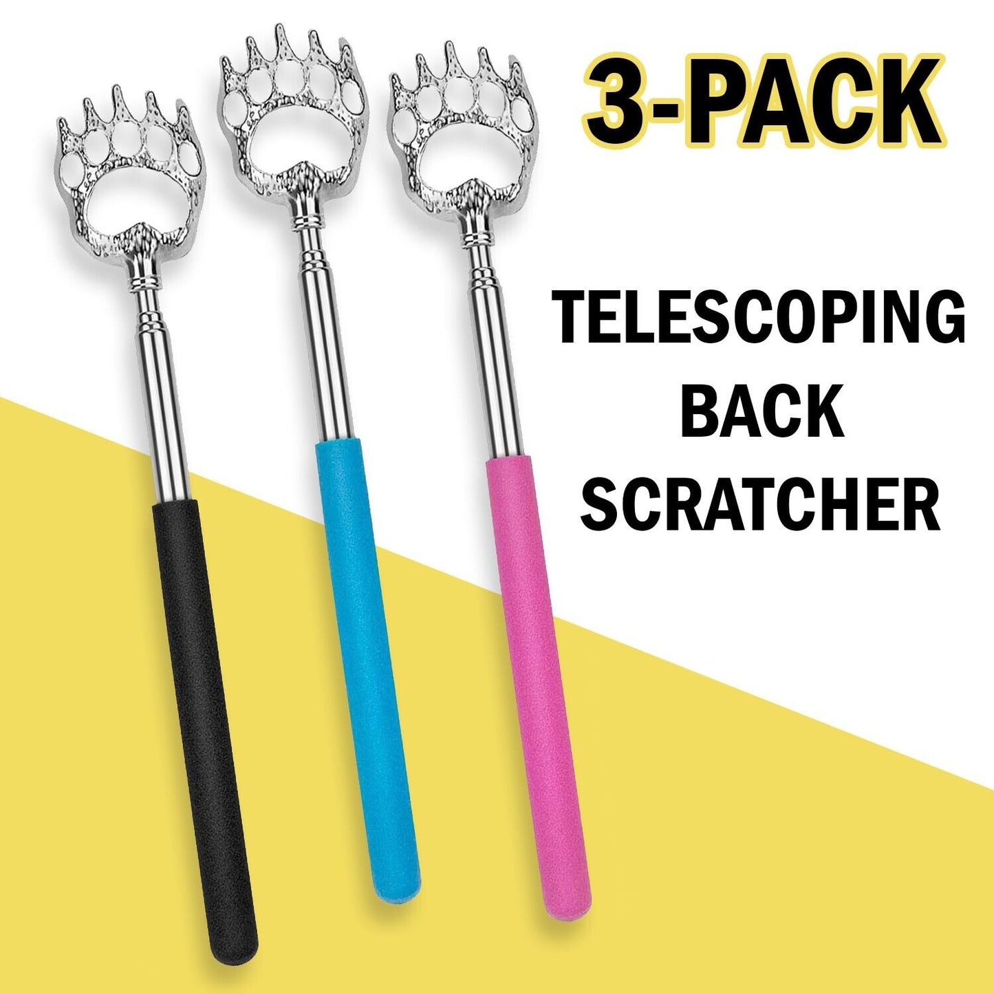 3 PACK Back Scratcher LONG REACH Extendable Telescopic Massager Tool