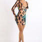 Multi animal printed one shoulder mini dress