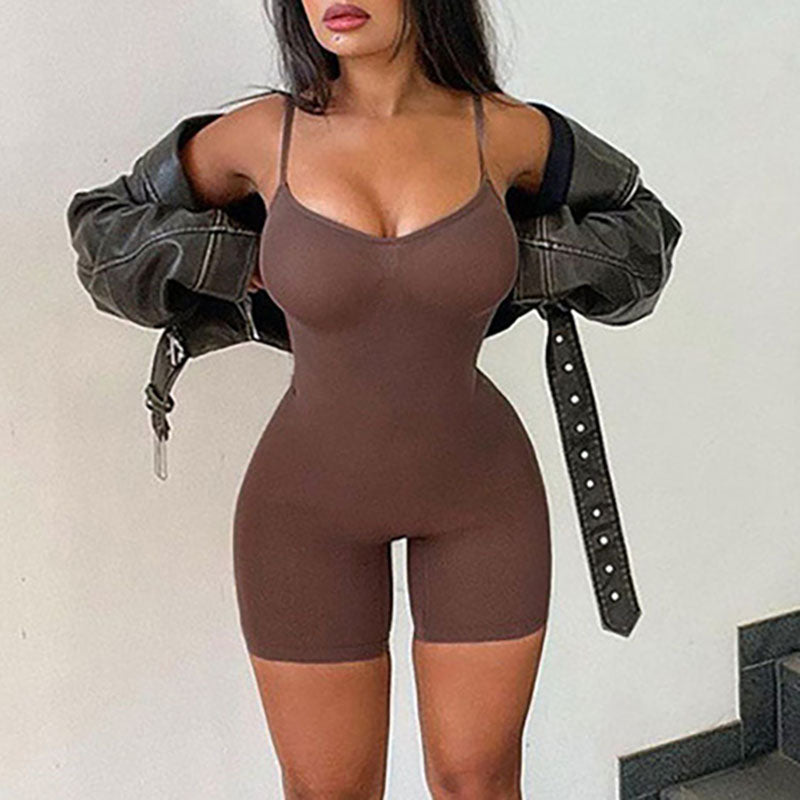 Women Spring Clothing Suspender Belly Waist Shaping Flattering Hip Lifting Casual Sports Romper