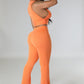 Women Casual Set Solid Color Rib Fabric Sleeveless Bootcut Trousers Two Piece Set