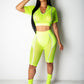 Solid Color Hooded V neck Sports Two Piece Set