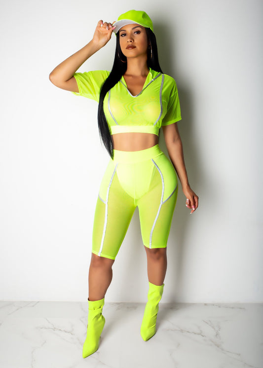 Solid Color Hooded V neck Sports Two Piece Set