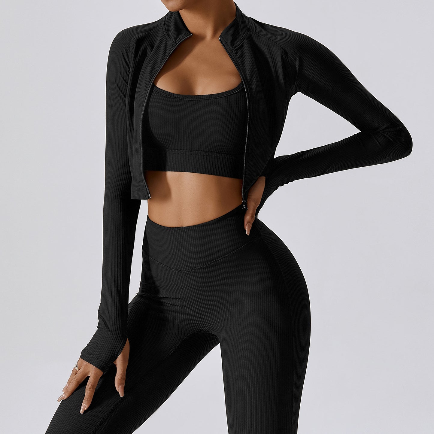 Autumn Quick Drying Long Sleeved Yoga Coat Thread Zipper Workout Clothes Top Women Running Exercise Coat
