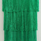 Summer Solid Color Hem Tassel Knitted Cami Dress