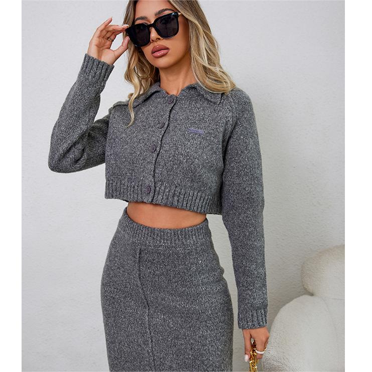 Knitted Suit Dress Women Autumn Slim Fit High Grade Gentle Graceful Fashionable Casual Two Piece Sweater