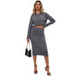 Knitted Suit Dress Women Autumn Slim Fit High Grade Gentle Graceful Fashionable Casual Two Piece Sweater