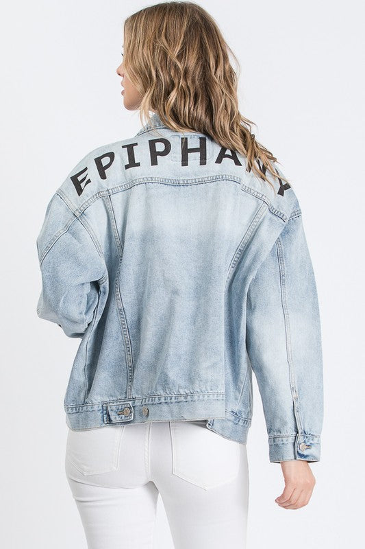 EPIPHANY PRINTED BACK OVERSIZED DENIM JACKET