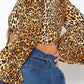 Plus Size Leopard Print Tie Front Crop Top