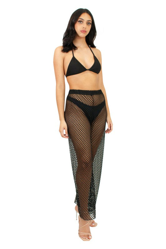 swim fishnet cover up pan