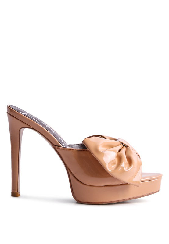 My Time Patent Pu Bow Detail High Heeled Sandal