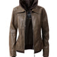 Women's Hood PU Leather Jacket