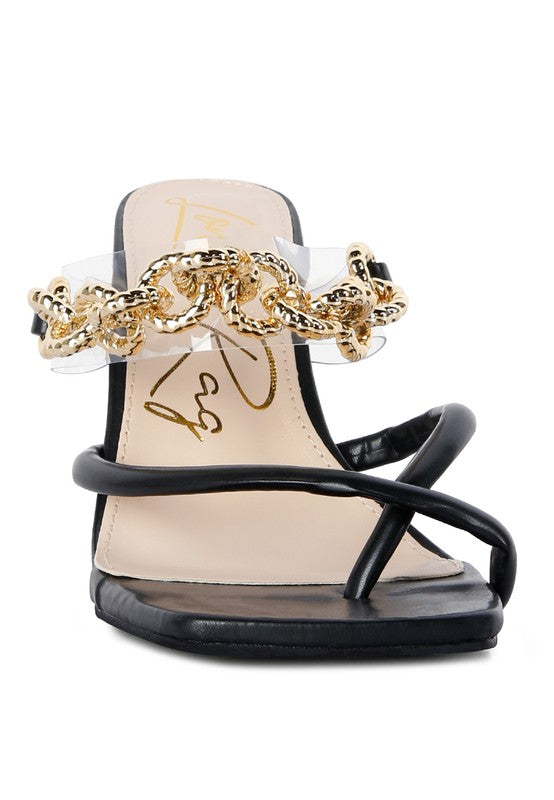 Social Bee Diamante Strap Heeled Sandals