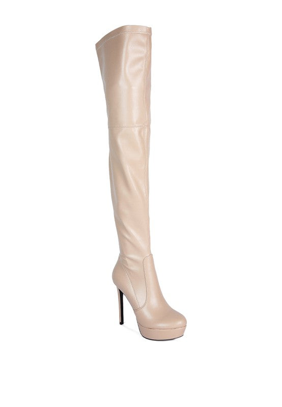 Marvelettes Faux Leather High Heeled Long Boots