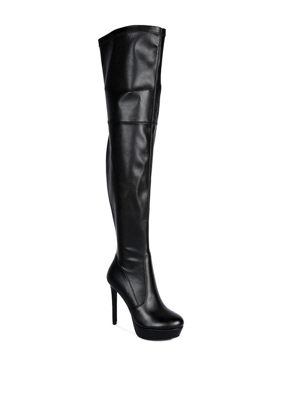 Marvelettes Faux Leather High Heeled Long Boots