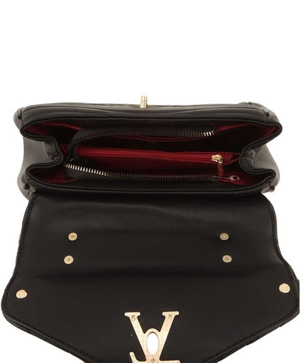 V Accent Crossbody Bag with Handle