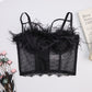 Feather Camisole Women Outer Wear Chest Pad Short Inner Slimming Lace Bandeau One Shoulder Disco Top