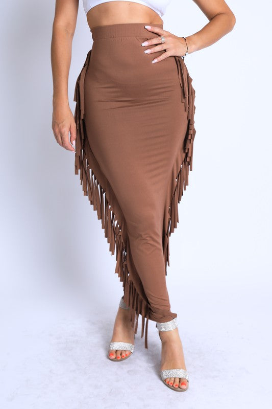 Fringed maxi skirt