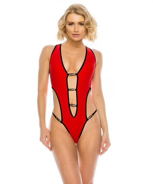 Sexy Cut Out One Piece Two Tone Swimsuits