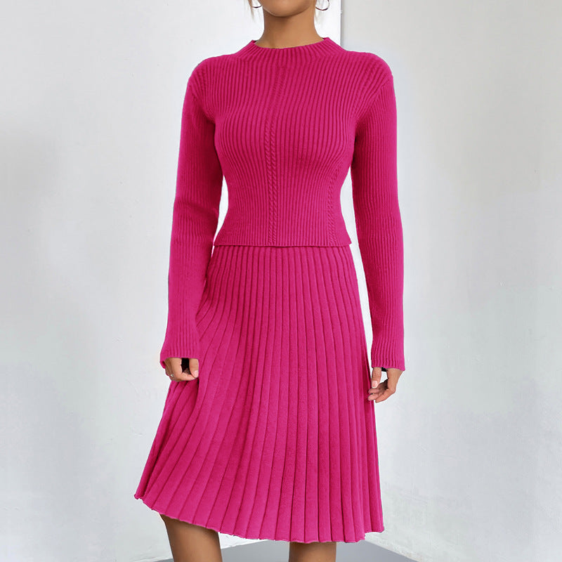 Solid Color A Line Skirt Autumn Winter Knitting Sweater Suit Skirt Slim Fit Twet Skirt