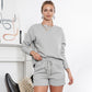 Loose Long Sleeve Shorts Two Piece Women Autumn Stylish Simple Texture Suit