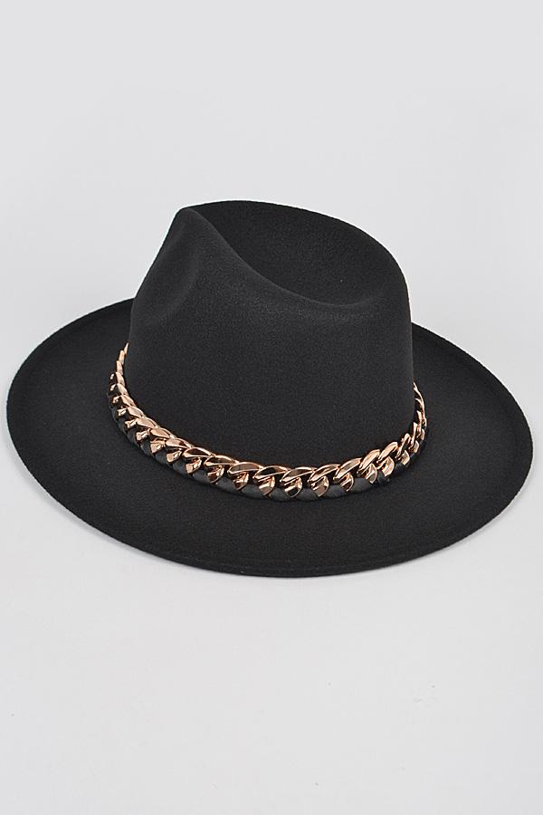 Faux hat with chain