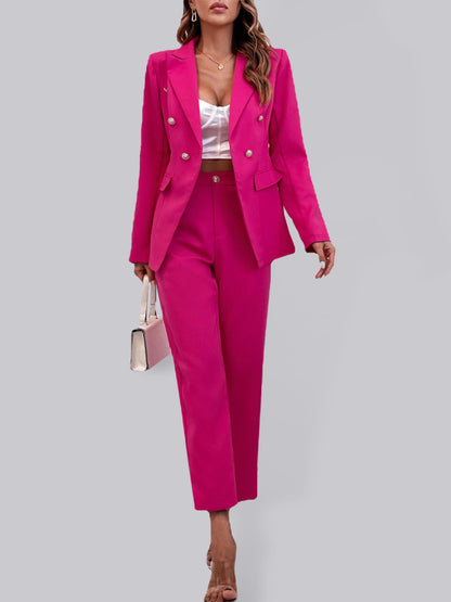 Women's Rose Red Professional Suit Set Fashion Two-piece Suit